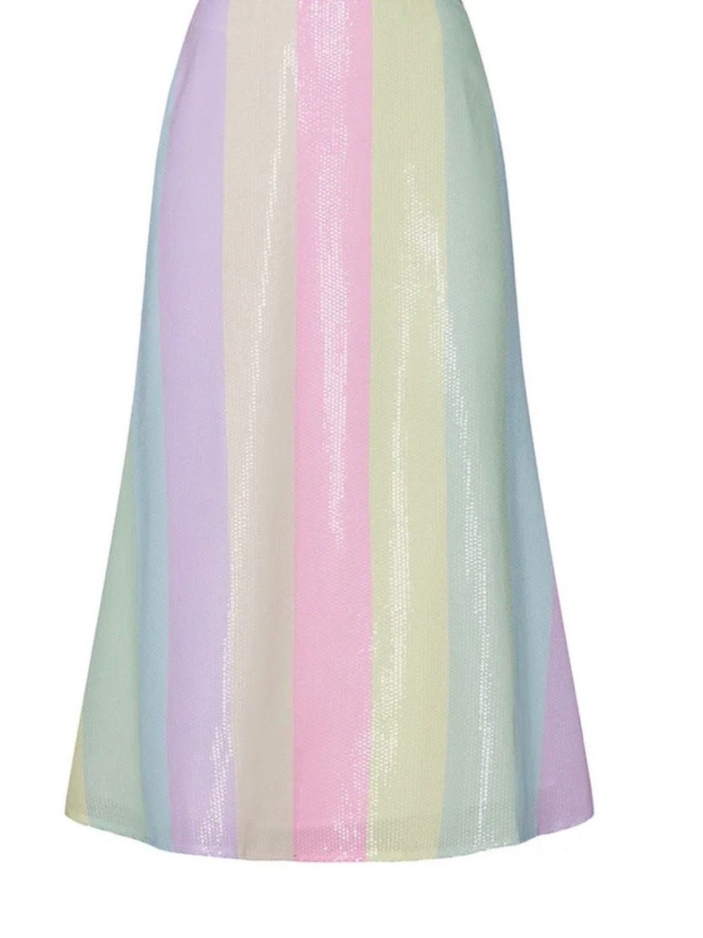 Olivia Rubin Penelope Pastel Rainbow Stripe Midi Skirt - size 0